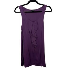 Theory Faiza Sleeveless Ruffle Front Tank Top Purple Small S Scoop Neck Womens